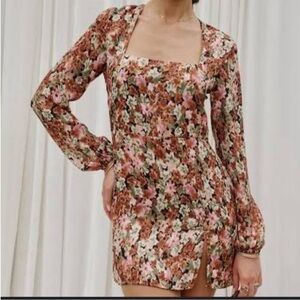 RESA Jasmin Floral Long Sleeve Dress in Pink and Brown